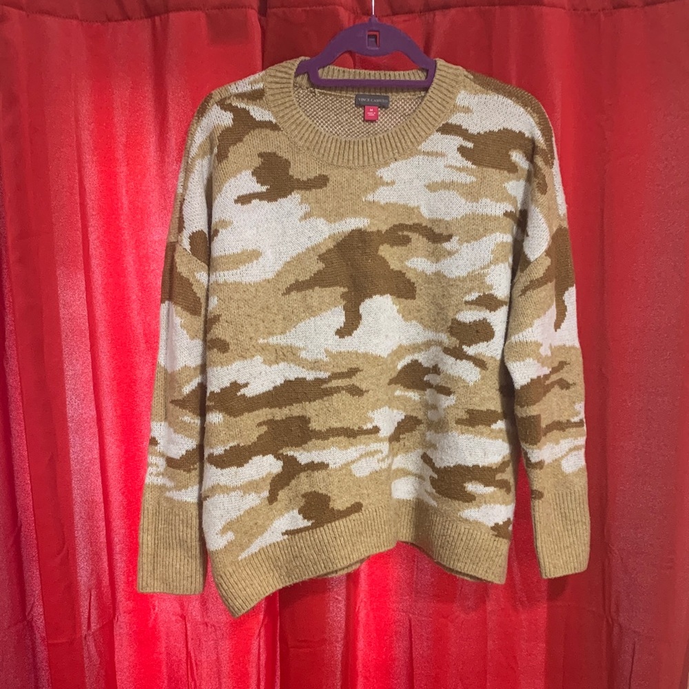 Vince Camuto Men's Brown, Tan and Cream Camouflage Sweater